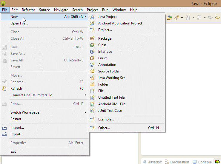 Step 1 - Pull down File menu, select New